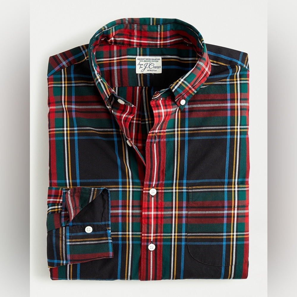 ⬛ J.Crew ⬛  Men's Classic Secret Wash Cotton Poplin Shirt in Stewart Tartan